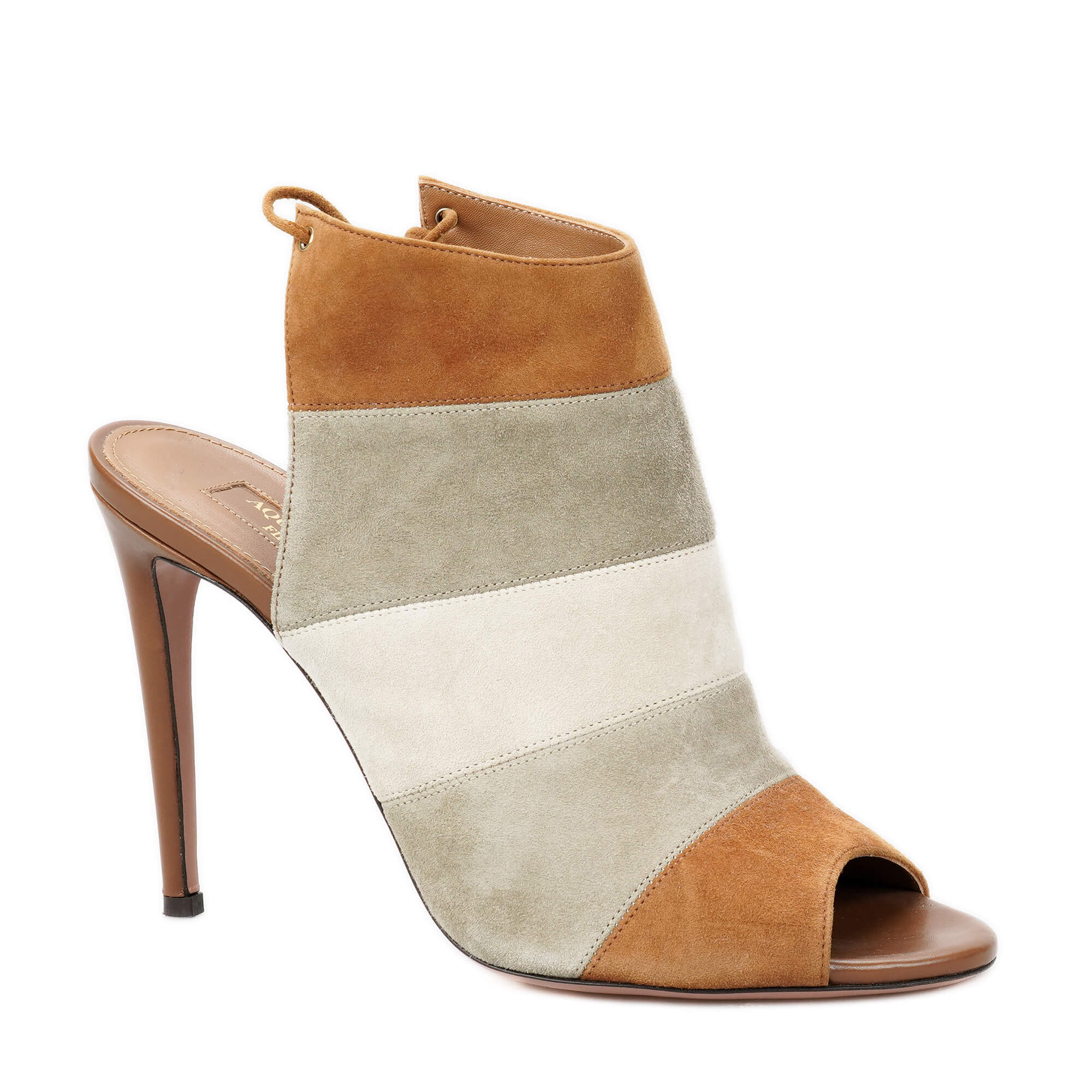 Aquazzura - Brown / Beige / White Suede Pumps 